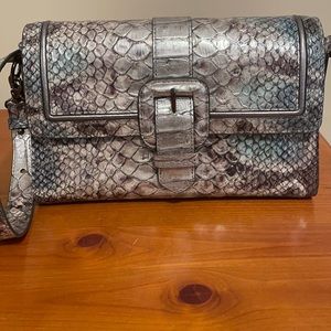 BRAHMIN Large Buckle Clutch w/ Shoulder Strap